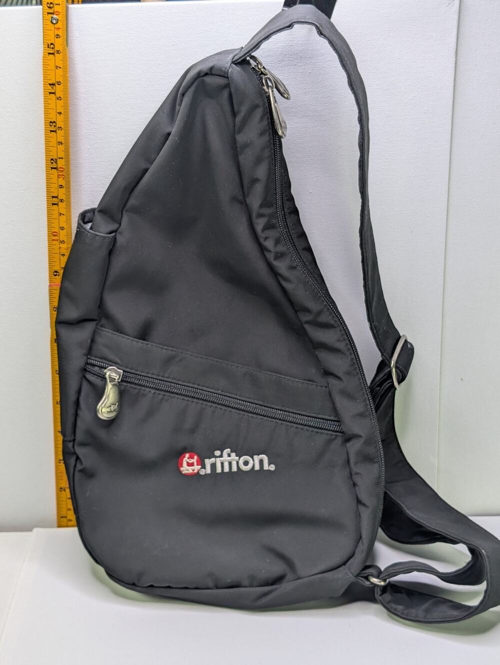AmeriBag Healthy Back Bag 7102 Black Microfiber 15" XS Crossbody Sling